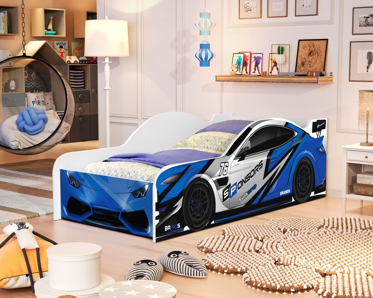 Cama Carro Drift Infantil Azul - 1 Cama