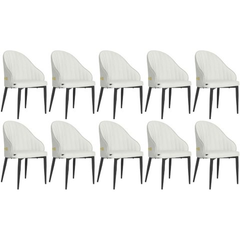 Kit 10 Cadeiras de Jantar Estofada Design La Martina - Branca