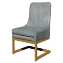 Ver imagem 1 de Cadeira Valentina Sala de Jantar Veludo Prata Base Dourada - Vallisa Decor