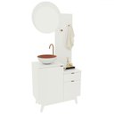 Ver imagem 1 de Armário de Banheiro Bn3680 2 Portas 1 Gaveta com Espelho Branco - Tecno Mobili