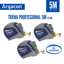 Trena Aço Fita Metálica Auto Trava Emborracha 5m Kit 3 Unid - 3