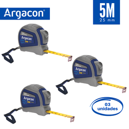 Trena Aço Fita Metálica Auto Trava Emborracha 5m Kit 3 Unid - 4