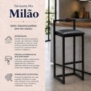 Ver imagem 2 de Banqueta Alta para Balcão Estofada Milão Cor Preto - Kmj