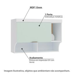 Armário Aéreo Modulado Infinity Solteiro com 1 Porta - Branco Line/Pistache - 2 Armário Aéreo Modulado Infinity Solteiro com 1 Porta - Branco Line/Pistache - 2