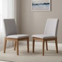 Ver imagem 1 de Kit 2 Cadeiras para Sala de Jantar Estofada Madeira Maciça Cecília Bege/Off White