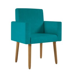 Poltrona Nina Escritório Recepção Pés Palito - Balaqui Decor Cor:azul Turquesa - 1