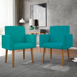 Poltrona Nina Escritório Recepção Pés Palito - Balaqui Decor Cor:azul Turquesa - 2