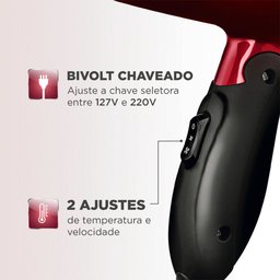 Secador de Cabelos Bivolt Preto/vermelho 1200w Mondial Sc10 - 5