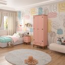 Ver imagem 2 de Guarda Roupa Solteiro Madeira Maciça Rústico 2 Portas 1 Gaveta Rosa - Apaixone & Decore