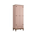 Ver imagem 1 de Guarda Roupa Solteiro Madeira Maciça Rústico 2 Portas 1 Gaveta Rosa - Apaixone & Decore