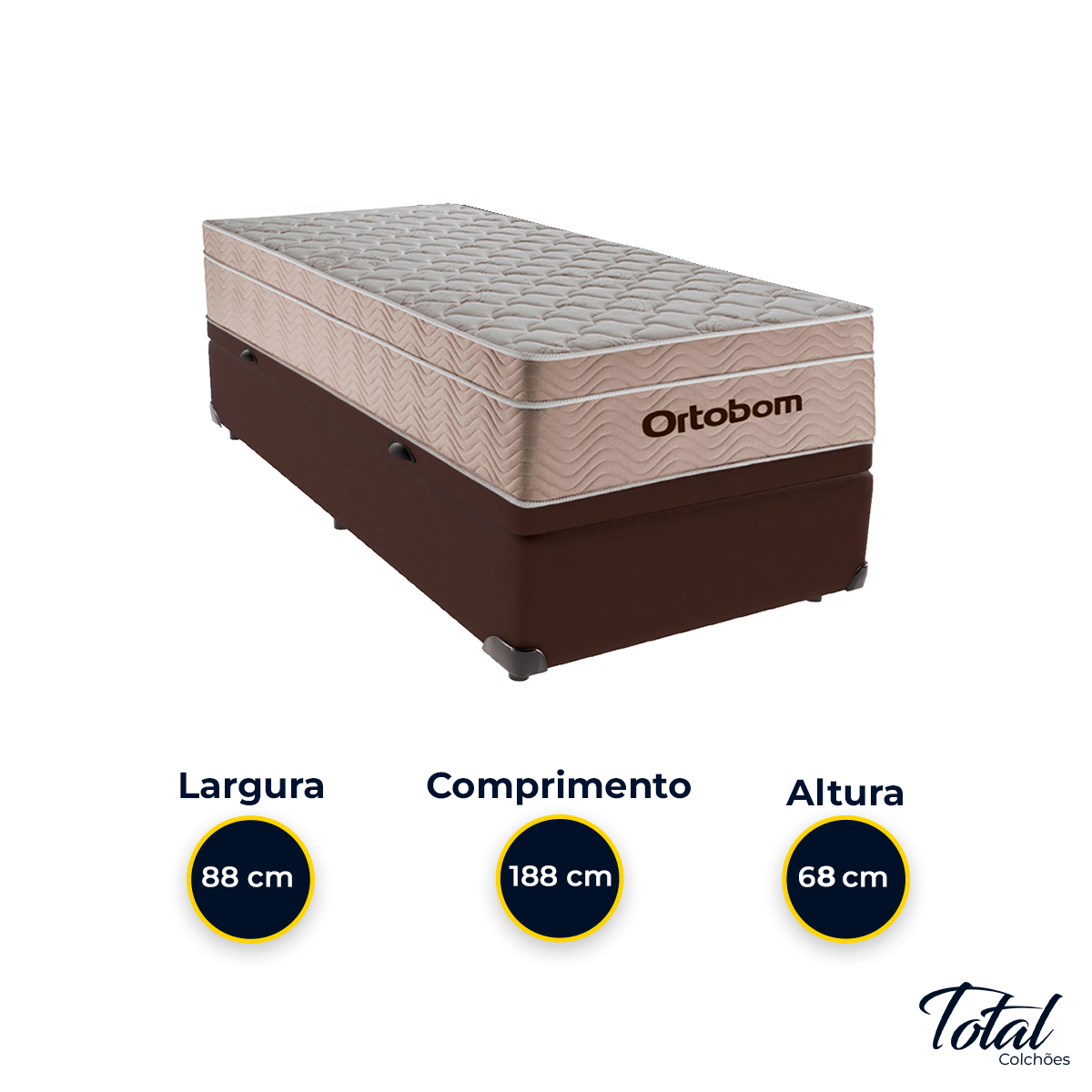 Cama Box Baú Solteiro Marrom e Colchão Airtech Springpocket Molas Ensacadas Ortobom - 3