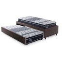 Ver imagem 1 de Bicama Box Solteiro Courino Linho Marrom 88x188 com Dois Colchões Gransleep Molas Verticoil Ecoflex