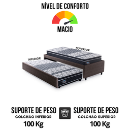 Bicama Box Solteiro Courino Linho Marrom 88x188 com Dois Colchões Gransleep Molas Verticoil Ecoflex - 7