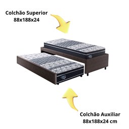 Bicama Box Solteiro Courino Linho Marrom 88x188 com Dois Colchões Gransleep Molas Verticoil Ecoflex - 8