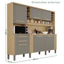 Ver imagem 3 de Armário de Cozinha 6 Portas 2 Gavetas Catar Cinza/Jequitibá/Granizo