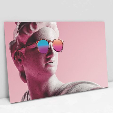 Quadro Decorativo em Canvas Grego Óculos Moderno TaColado Moldura Flutuante 4,5cm Freijó 120 x 80cm