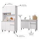 Ver imagem 3 de Cozinha Compacta Márcia e Balcão Gabinete com Pia Tatiane 120cm Branco - AJL Móveis