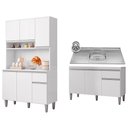 Ver imagem 2 de Cozinha Compacta Márcia e Balcão Gabinete com Pia Tatiane 120cm Branco - AJL Móveis