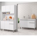 Ver imagem 1 de Cozinha Compacta Márcia e Balcão Gabinete com Pia Tatiane 120cm Branco - AJL Móveis
