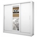 Ver imagem 2 de Guarda-Roupa Solteiro Porto 3 Portas de Correr com Espelho Branco -