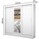 Ver imagem 4 de Guarda-Roupa Solteiro Porto 3 Portas de Correr com Espelho Branco -