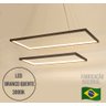 Luminária de Led Retangular Duplo 80 Cm Preto Wood Iluminação Pendente Retangular Led Duplo Preto - 4