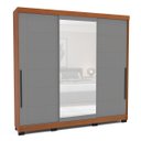 Ver imagem 2 de Roupeiro Lisboa 3 Portas de Correr com Espelho 217x213cm Freijó/Cinza 240856