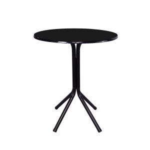 Mesa Bistrô Baixo Preto com Tampo Redondo Preto