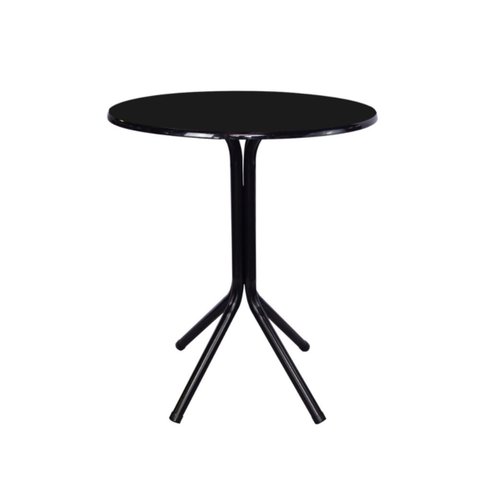 Mesa Bistrô Baixo Preto com Tampo Redondo Preto