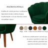 Kit 2 Poltrona Sala Decorativa Pétala Veludo Verde Pés Palito Castanho - Arkell - 5