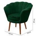 Ver mais imagens de Kit 2 Poltrona Sala Decorativa Pétala Veludo Verde Pés Palito Castanho - Arkell