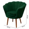 Kit 2 Poltrona Sala Decorativa Pétala Veludo Verde Pés Palito Castanho - Arkell - 8