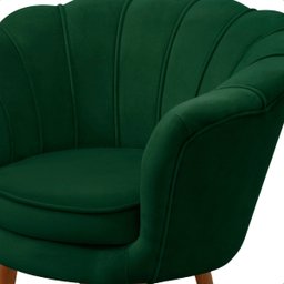 Kit 2 Poltrona Sala Decorativa Pétala Veludo Verde Pés Palito Castanho - Arkell - 3