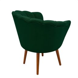 Kit 2 Poltrona Sala Decorativa Pétala Veludo Verde Pés Palito Castanho - Arkell - 4