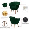 Kit 2 Poltrona Sala Decorativa Pétala Veludo Verde Pés Palito Castanho - Arkell - 6