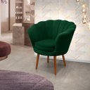 Ver imagem 2 de Kit 2 Poltrona Sala Decorativa Pétala Veludo Verde Pés Palito Castanho - Arkell