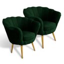 Ver imagem 2 de Kit 2 Poltrona Sala Decorativa Pétala Veludo Verde Pés Palito Castanho - Arkell