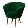 Kit 2 Poltrona Sala Decorativa Pétala Veludo Verde Pés Palito Castanho - Arkell - 7