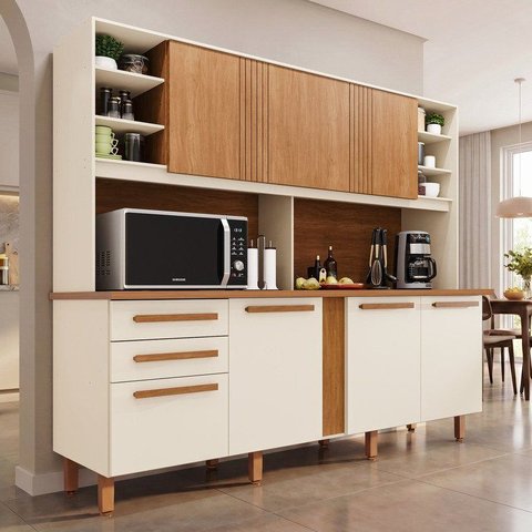 Armário de Cozinha 7 Portas 2 Gavetas Adelle Yescasa