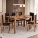 Ver imagem 1 de Conjunto Sala de Jantar com 6 Cadeiras Luana Yescasa Marrom/Mel/Preto