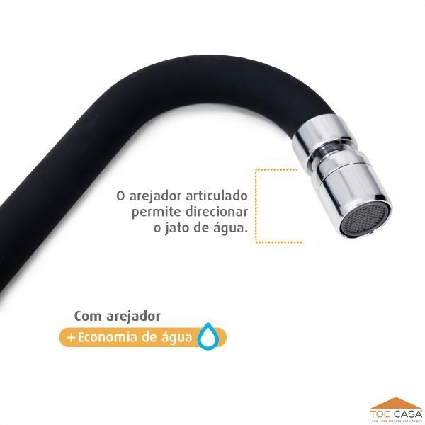 Torneira Cozinha De Parede Preto C61 E Arejador Articulado - 4