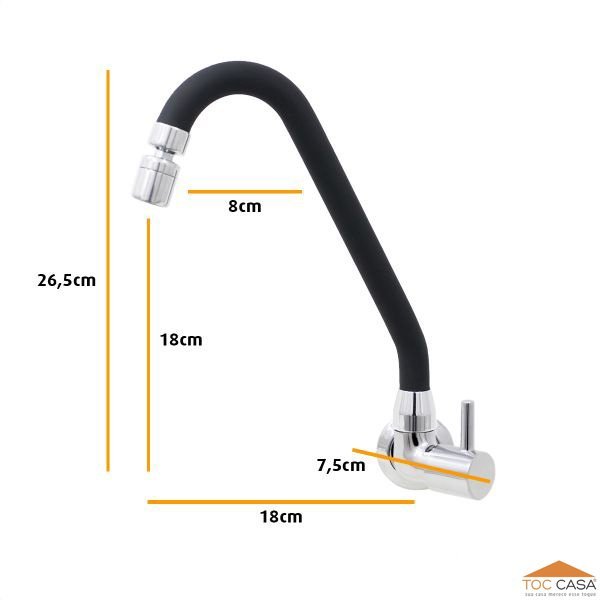 Torneira Cozinha De Parede Preto C61 E Arejador Articulado - 6