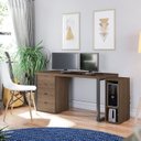Ver imagem 1 de Escrivaninha Mesa Escritório Diretor Frame com Gaveteiro e Suporte para Cpu 4 Gavetas 150cm Industrial Marrom