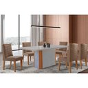 Ver imagem 1 de Conjunto: Mesa de Cozinha Pietã¡ Curvo 180cm + 6 Cadeiras Maldivas Madeira Naturale/off White -