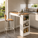 Ver imagem 4 de Bancada Ilha Gourmet Americana 90cm 2 Prateleiras Bologna Branco/Marrom - Mademovel