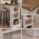 Ver imagem 5 de Bancada Ilha Gourmet Americana 90cm 2 Prateleiras Bologna Branco/Marrom - Mademovel