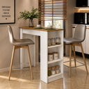 Ver imagem 7 de Bancada Ilha Gourmet Americana 90cm 2 Prateleiras Bologna Branco/Marrom - Mademovel
