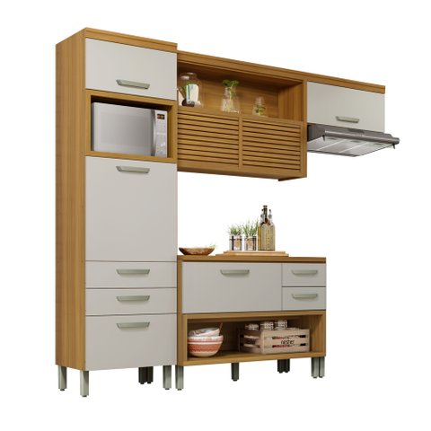 Cozinha 3 Peças Mdf Princesa Nesher Freijó/off White