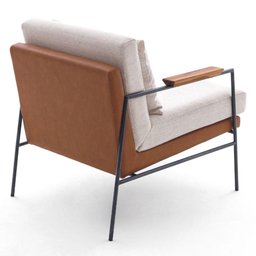 Poltrona com Braços Herval Mh-3807 Composê Estofado Bege C Assento Marrom a Base Metalica Grafite - 2 Poltrona com Braços Herval Mh-3807 Composê Estofado Bege C Assento Marrom a Base Metalica Grafite - 2