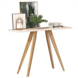 Aparador Retrô Decorativo Sala de Estar Pés Madeira Tampo Mdf Off White - 4